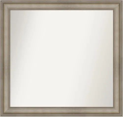 Miniatura 306 de Amanti Art Espejo de baño plateado para sobre el fregadero, 26 x 26 pulgadas, espejo cuadrado de plata antigua, marco de madera tradicional mediano