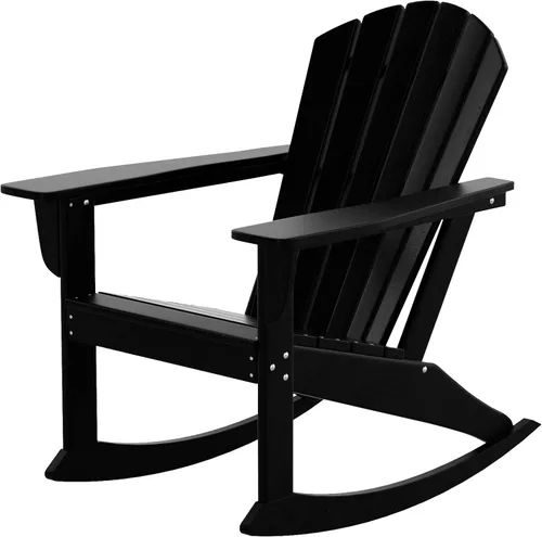 Miniatura 7 de WO Home Furniture Silla Mecedora de Patio al Aire Libre Tradicional HDPE Resistente a los Rayos UV (Negro)