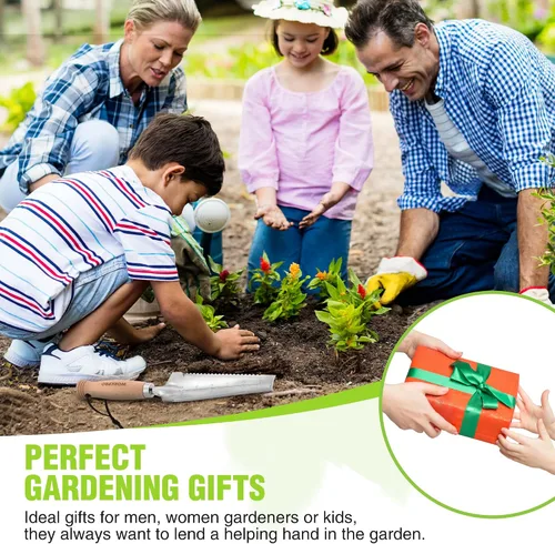 Miniatura 7 de WORKPRO Paleta de jardín con mango de madera, pala de mano estrecha de acero inoxidable, paleta de jardín plana multiusos para plantar, deshierbar