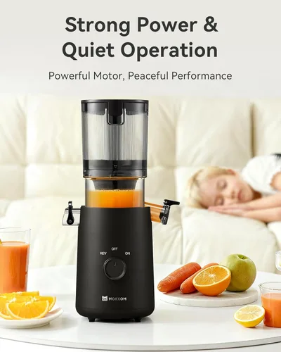 Miniatura 7 de MOKKOM Extractor de Jugo de Prensa Fría, Máquina Extractor de Jugo con Tolva de Alimentación Grande Actualizada, Alto Rendimiento de Jugo, Extractor