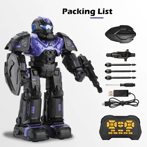 Miniatura 5 de Robot de juguete RC para niños de 3, 4, 5, 6, 7, 8, robot programable inteligente con detección de gestos, robot de control remoto para niños y Negro