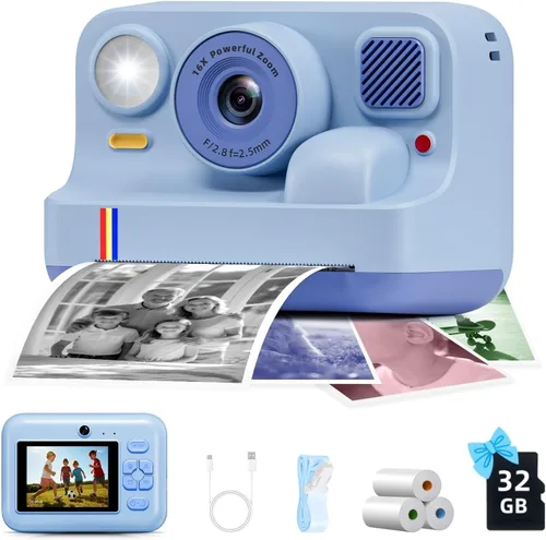 Cámara de impresión instantánea para niños, regalos de cumpleaños de Navidad para niñas y niños de 3 a 15 años, cámara de video digital portátil