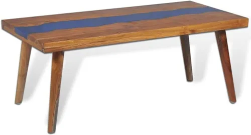 Miniatura 7 de mesa de Centro para sala Mesas de centro Mesa de centro de resina de teca de 39.4 x 19.7 x 15.7 pulgadas, adecuada para salas de estar, balcones