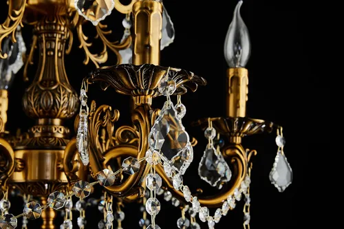 Miniatura 5 de Candelabros clásicos de cristal estilo vela tradicional de 6 luces para comedor, sala de estar, dormitorio, entrada, acabado dorado antiguo