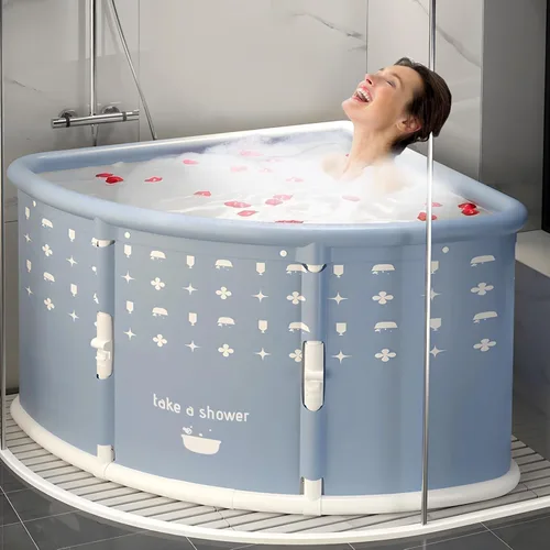 Miniatura 16 de Bañera plegable de 40", bañera portátil de plástico con cubierta térmica, tubo de drenaje, diseño de gran espacio para adultos, fácil de almacenar