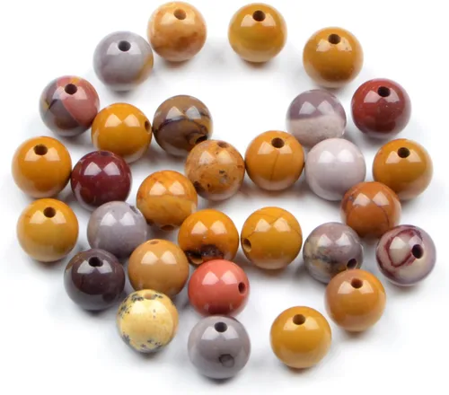 Miniatura 11 de AD Beads Cuentas redondas sueltas de piedras preciosas naturales de 0.394 in, agujero grande, tamaño de 0.079 in, 30 unidades (perla blanca)