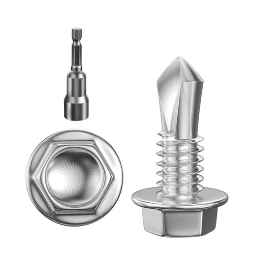 Miniatura 8 de Wensilon (250Pcs) #8×1" Tornillos autoperforantes de cabeza hexagonal con arandela, tornillos de acero inoxidable 410 para chapa metálica, tornillos