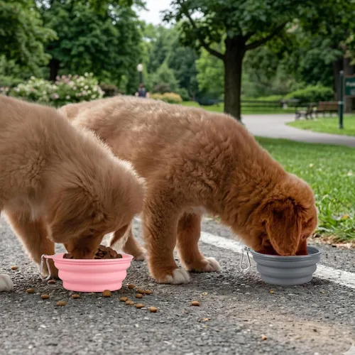 Miniatura 7 de Kytely Cuencos plegables para perros para viajes, paquete de 2 cuencos de agua portátiles para perros, cuenco plegable para comida para mascotas