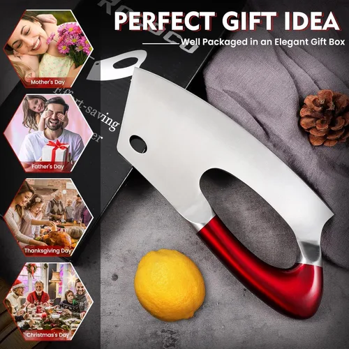 Miniatura 9 de ROCOCO Cuchillo de Carnicero Único Ahorro de Esfuerzo Cuchillo de Cocina Profesional Cuchillos de Chef de Acero Inoxidable para Cortar Carne y Rojo