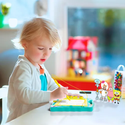Miniatura 6 de Pizarra magnética de dibujo de Bob Esponja con lápiz óptico y 3 sellos, para niños o niñas