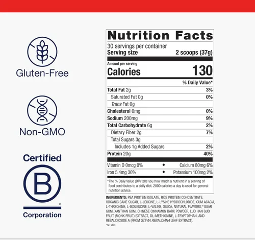 Miniatura 4 de Metagenics Perfect Protein Pea & Rice - Proteína en polvo a base de plantas con 0.71 oz de proteína y 0.12 oz de BCAA - Apoya el crecimiento