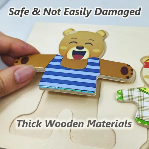Miniatura 2 de Caja de rompecabezas de vestir de madera LilyBeauty para niños pequeños (72 piezas), juegos de rompecabezas de cambiar de ropa, juguetes