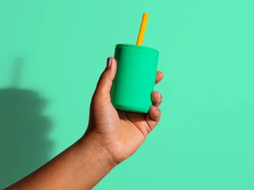 Miniatura 6 de Avanchy 6 onzas Mini vaso de silicona verde – taza para bebé, juego de platos para bebés, juego de platos para bebés, platos para primeros