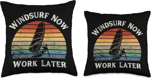 Miniatura 3 de Funny Windsurf Now Work Later Tee For Windsurfing Lovers Throw Pillow