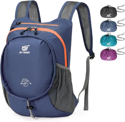 Miniatura 7 de SKYSPER Mochila de senderismo pequeña y ligera de 15L para mujeres y hombres, mochila de viaje plegable, mochila de campamento plegable, mini bolsa