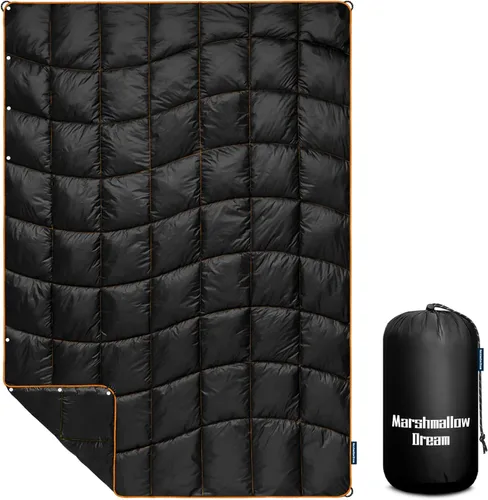 Manta de campamento, manta acolchada plegable de plumón alternativo, ligera, resistente al viento, resistente al agua para exteriores, senderismo,