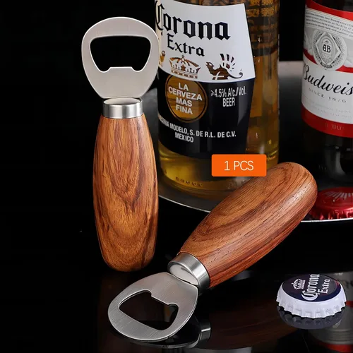 Miniatura 6 de GREATLINK Abrebotellas de cerveza personalizado con mango de madera, bonito abridor de mano de madera para latas de soda, abrebotellas de sidra