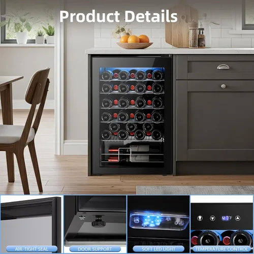 Miniatura 3 de Antarctic Star Refrigerador de vino, refrigerador de vino independiente con temperatura de ajuste (32°F-61°F), mini refrigerador de 4.5 pies cúbicos