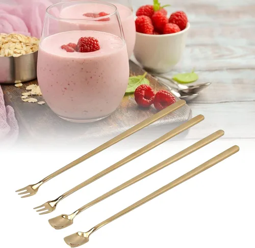 Miniatura 2 de 4 cucharas de té helado de mango largo, cuchara de café de acero inoxidable 304, cuchara de café de mango largo y tenedor con cuchara de mezcla
