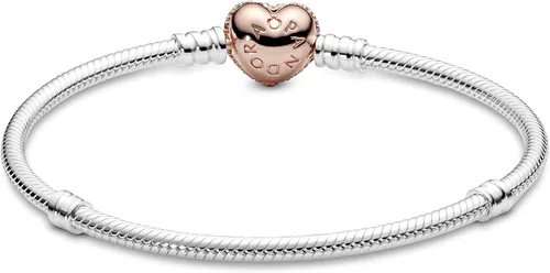 Miniatura 22 de Pandora Moments - Pulsera de cadena de serpiente con cierre de corazón brillante
