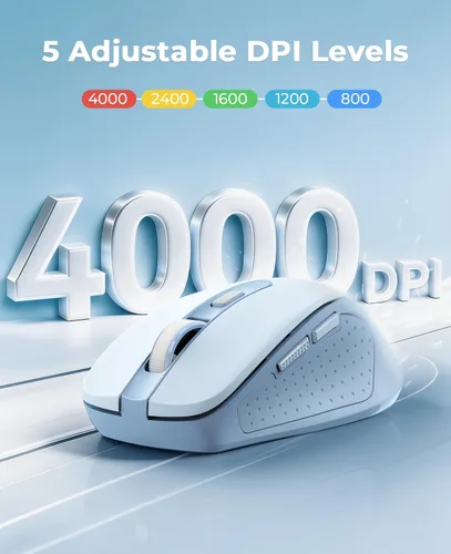 Miniatura 4 de Redragon Mouse inalámbrico para laptop, mouse Bluetooth (BT5.0/3.0 y 2.4G) con 5 niveles de 4000 DPI, mouse inalámbrico silencioso para computadora