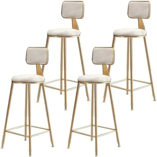 Miniatura 39 de Taburete moderno para mostrador, taburete sin brazos, taburete de hierro con cojín y pedal, 1 taburete corto (18 pulgadas de alto) azul