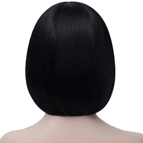 Miniatura 5 de Peluca de pelo corto Bob con flequillo recto sintético peluca natural como pelo real 12 pulgadas