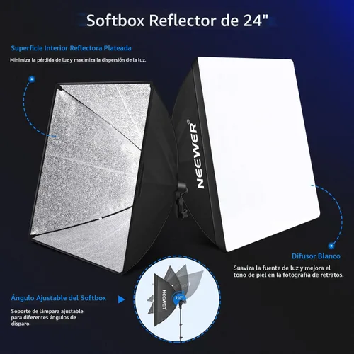 Miniatura 6 de Sistema de apoyo de fondo Neewer, de 8.5 x 10 pies y equipo de iluminación continua de 800 W, 5500 K, softbox y sombrillas para estudio fotográfico