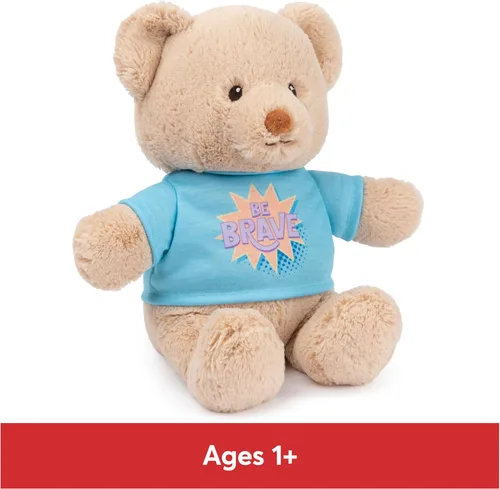 Miniatura 5 de GUND "Be Brave" Oso de Mensaje Sostenible con Camiseta Azul, Oso de Peluche Hecho de Materiales 100% Reciclados para Edades de 1 Año en Adelante
