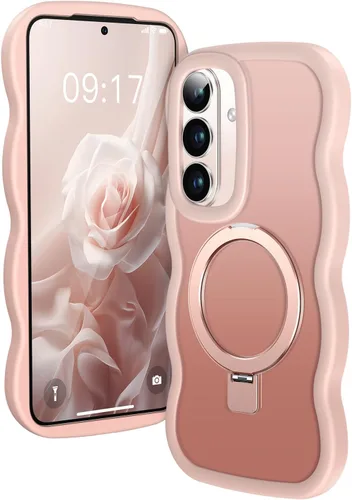 Miniatura 39 de [Soporte magnético y marco ondulado] Funda para Samsung Galaxy S24 Ultra [compatible con MagSafe] [protección militar contra caídas] no amarillenta