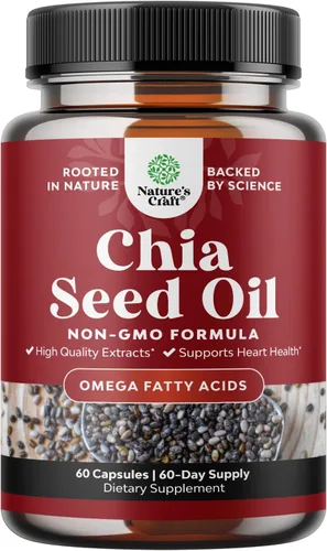 Pure Chia Extracto de Semilla Cápsulas - Potente Suplemento para el Sueño - Salud de la Piel y el Cabello - Vitaminas Omega 3 Ácidos Grasos Fibra