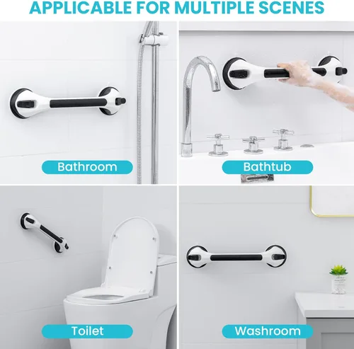 Miniatura 7 de TAILI - Barras de sujeción para la bañera y la ducha con ventosa, paquete de 2 unidades, resistente, removible, sin taladro, impermeable, seguridad