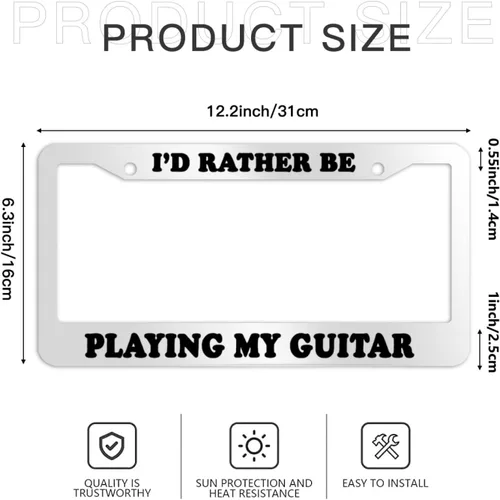 Miniatura 6 de Placa de matrícula con texto en inglés "I'd Rather BE Playing My Guitar", placa frontal para automóvil, 12 x 6 pulgadas