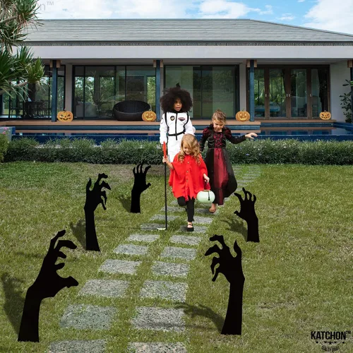 Miniatura 4 de KatchOn, Letreros aterradores de mano con estacas – Grandes, 16 pulgadas Letreros de patio de Halloween para decoraciones de Halloween al aire