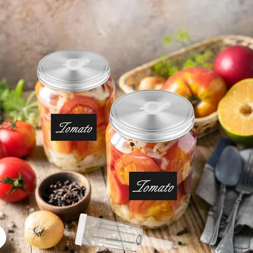 Miniatura 7 de MEEZY Juego de 2 juegos de fermentación, tapas de fermentación, pesos de vidrio y esclusas compatibles con frascos Mason de boca ancha de 3.386 in