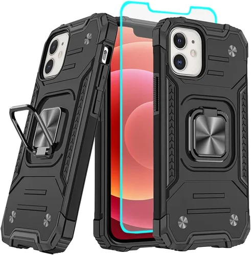 Miniatura 9 de HNHYGETE Funda para iPhone 12 / iPhone 12 Pro con protector de pantalla: [grado militar de 20 pies probada en caídas] anillo a prueba de golpes