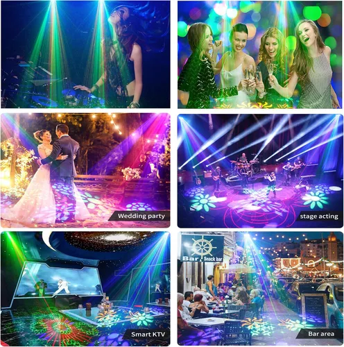 Miniatura 6 de Luces de discoteca todo en uno, luces de escenario de fiesta, DMX512, activadas por sonido, luces estroboscópicas de DJ para karaoke, Navidad