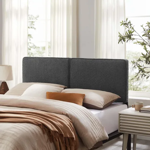 Miniatura 12 de Modway Lindee - Cabecero tapizado tamaño individual con tela de boucle pizarra, cabecero estilo almohada para habitación de niños o dormitorio