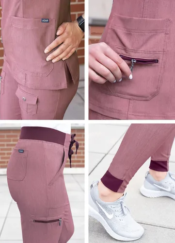 Miniatura 5 de Adar Pro Flawless Plus - Conjunto de uniforme médico para mujer, parte superior con cuello en V y pantalones deportivos
