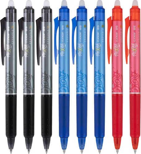 Miniatura 5 de Pilot, FriXion Clicker - Bolígrafos de gel borrables, punta extrafina de 0.020 in, paquete de 8, color negro