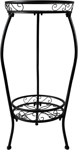 Miniatura 7 de Soporte de metal para plantas de 2 niveles para interiores y exteriores, estante alto para macetas, soporte de esquina estable a prueba de óxido