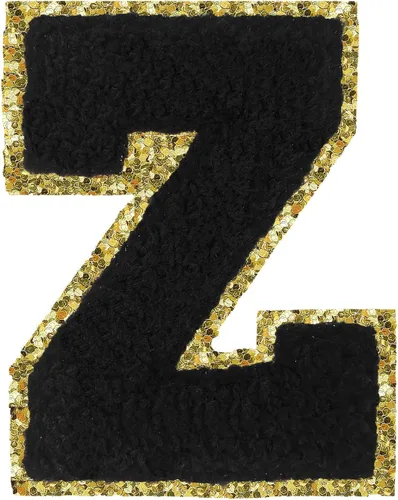 Miniatura 179 de Parches de letras termo-adhesivas de felpilla para chaquetas, parches de letras universitarias con brillantina para planchar en la letra azul A