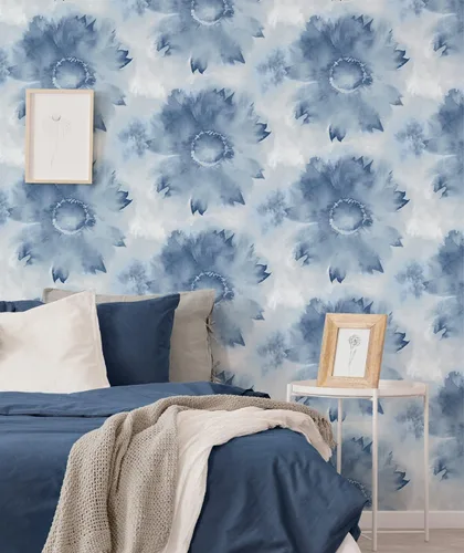 Miniatura 3 de NextWall Papel tapiz de acuarela con diseño de girasol