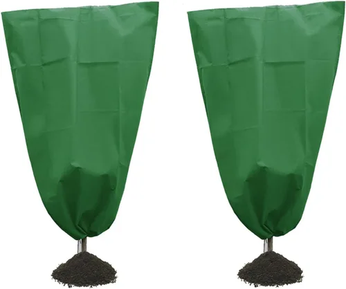 Miniatura 10 de Alpurple Paquete de 2 fundas de invierno con cordón para plantas de gran tamaño, 39 x 63 pulgadas, bolsas cálidas de protección para plantas, manta