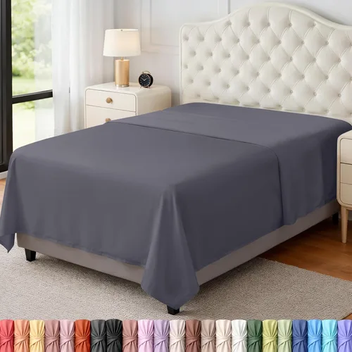 Miniatura 25 de Utopia Bedding Sábanas Planas - Paquete de 6 - Tela de Microfibra Cepillada Suave - Sábana Superior Resistente al Encogimiento y Decoloración - Gris