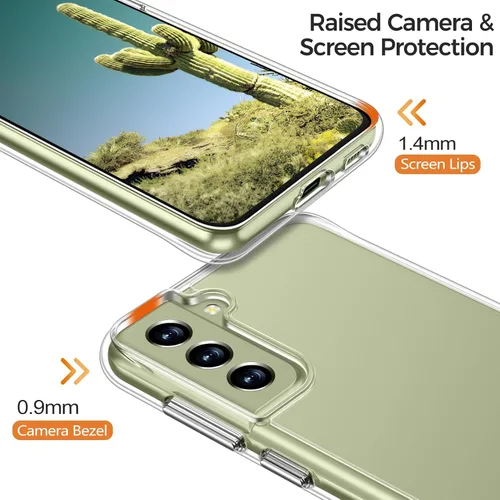 Miniatura 4 de Rayboen Funda para Samsung Galaxy S21 FE 5G con 2 protectores de pantalla suaves, diseño híbrido transparente, a prueba de golpes, delgada