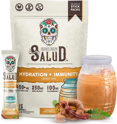 Miniatura 13 de Paquetes de Hidratación 2-en-1 Salud + Polvo de Electrolitos para la Inmunidad, Margarita de Sandía - Mezcla para Bebida de Agua Fresca, Baya