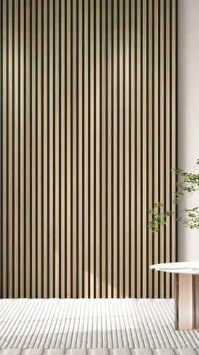 Miniatura 8 de Paquete de 2 paneles acústicos de pared de madera de 94 x 12.6 pulgadas, listones 3D insonorizados para paredes y techos, elegantes paneles Nogal