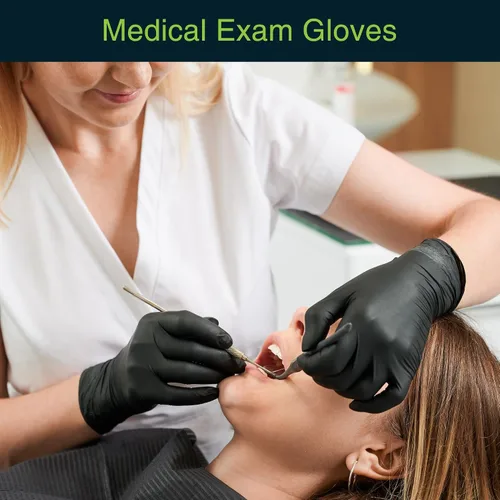Miniatura 2 de Guantes desechables de vinilo negro, sin látex, tamaño pequeño, 50 unidades - Guantes quirúrgicos de grado médico y dental - Guantes de nitrilo sin