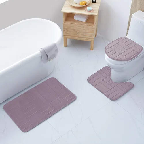 Miniatura 21 de All American Collection - Juego de 3 tapetes de baño de espuma viscoelástica con diseño de corona de felpa suave antideslizante para ducha, baño